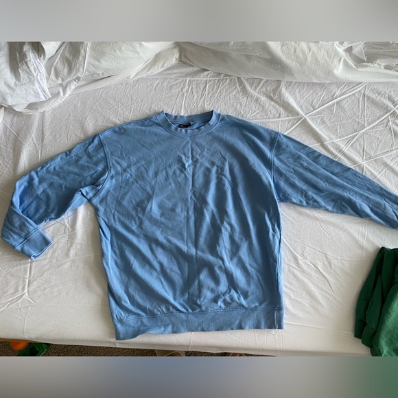 ASOS Weekend Collective oversized sweatshirt tonal embroidery logo green US 4 - Picture 14 of 15